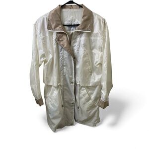 Vintage Innovations by Izzi Windbreaker Jacket Women’s S White Tan Nylon 90s